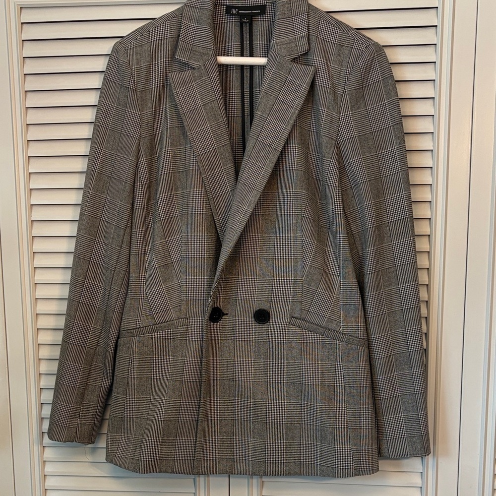 I.N.C. Glen Plaid Black & White Classic Blazer Women’s Size Small - Picture 2 of 11